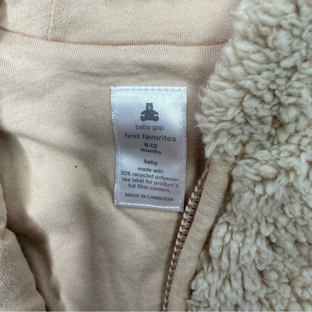 Gap Baby Sherpa Hoodie One-Piece Bunting Size 6-12 Months - Picture 6 of 6